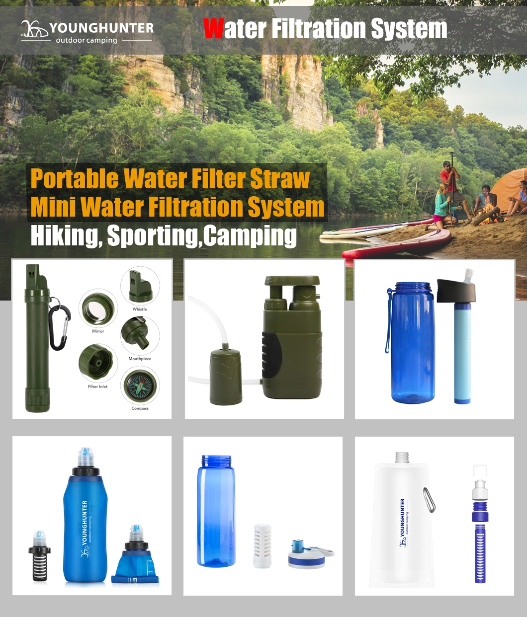 Price Cheap Portable Camping Water UF Membrane Filter Emergency Survival Kit PVC Bottle Bag Mini Outdoor Water Filter